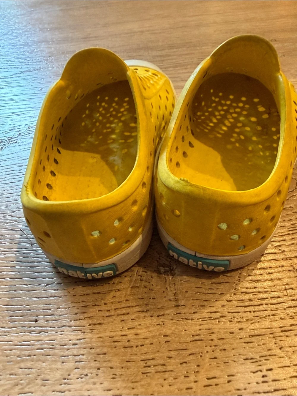 Native Kefferson Kids Slip-On Water Shoes in Yellow with White Toe Caps